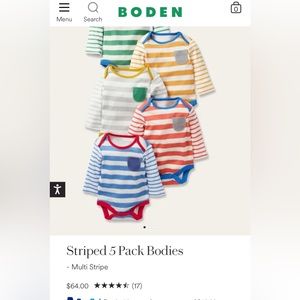 Baby Boden Striped 5 Pack Bodies